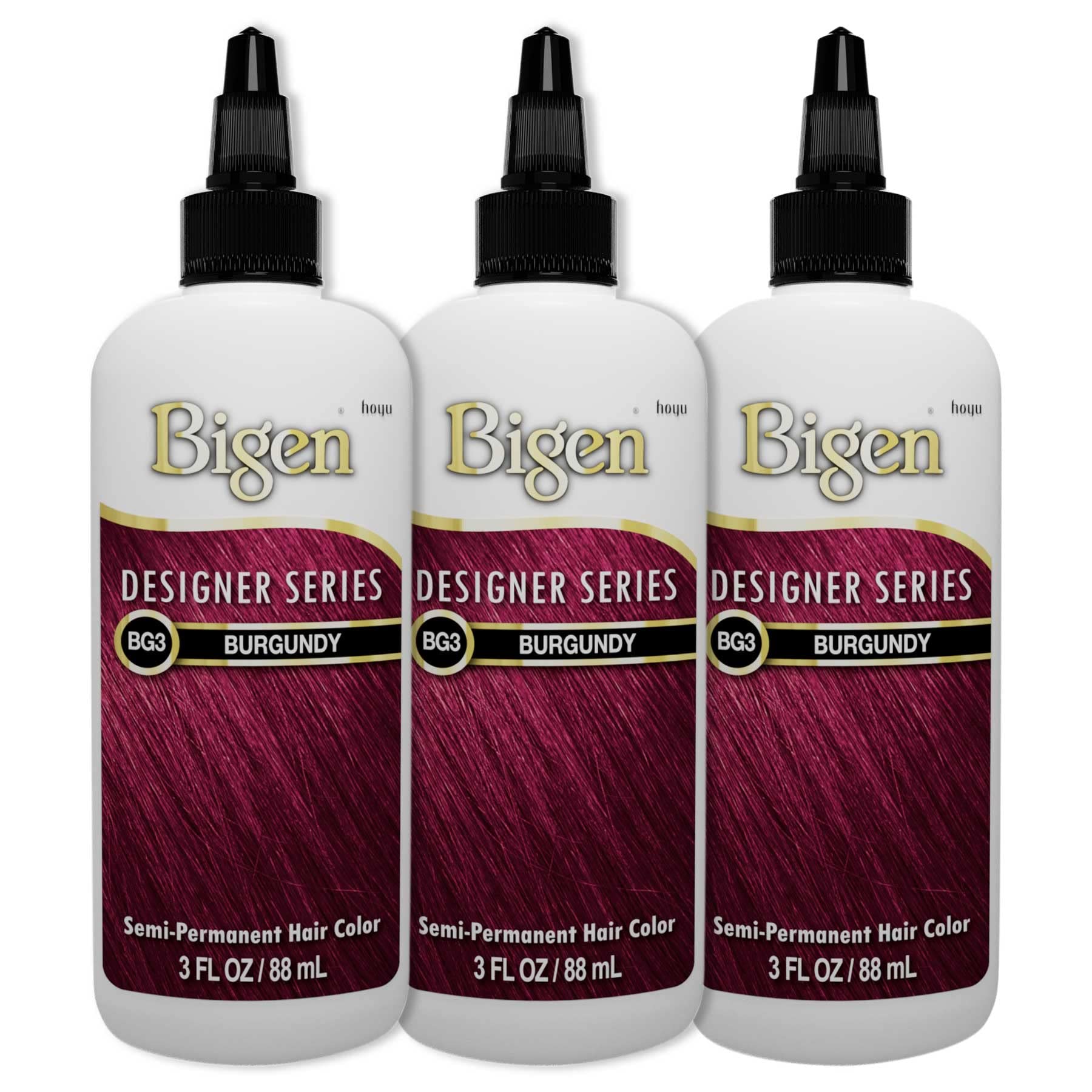 Bigen Semi-Permanent Haircolor #Bg3 Burgundy 3 Ounce (88ml) (3 Pack)