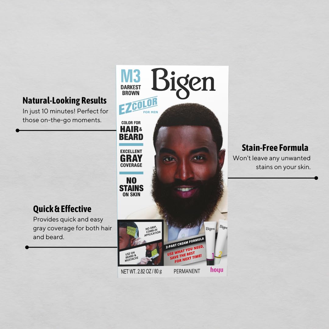 M3 Bigen EZ Color for Men Darkest Brown - 3 Pack - Image 2