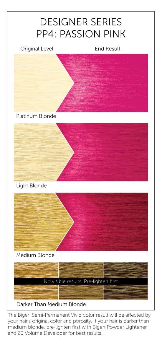 PP4 Passion Pink Bigen Designer Series Semi Permanent Hair Color (3 Pack) - Image 3