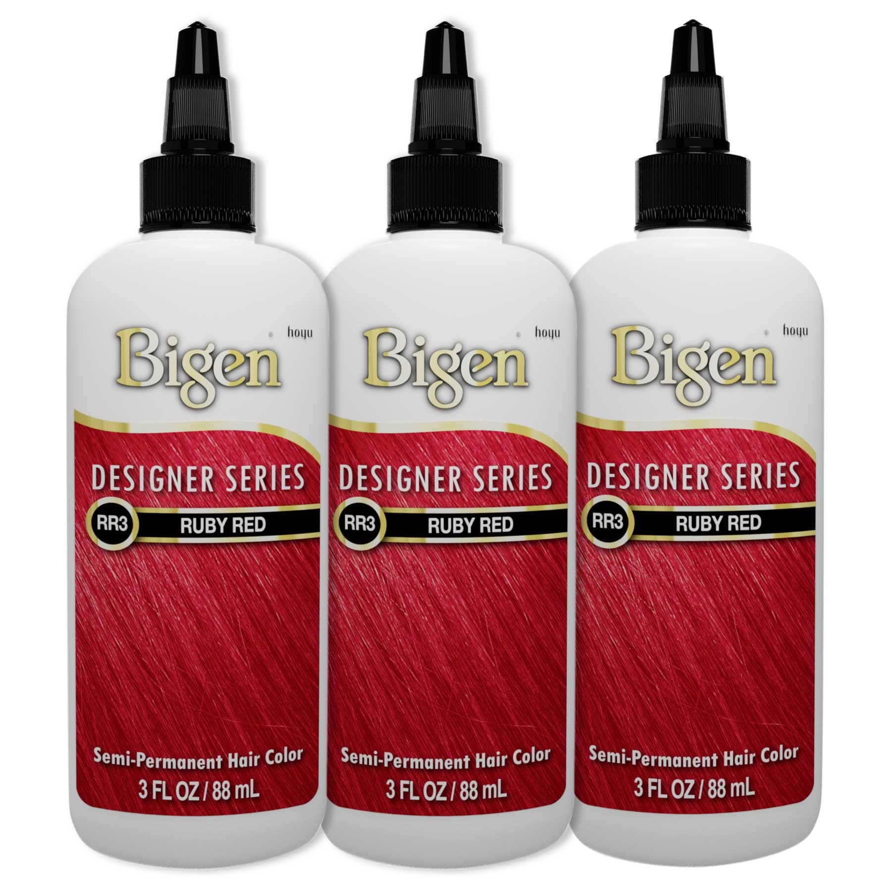 RR3 Ruby Red Bigen Designer Series Semi Permanent Hair Color (3 Pack)